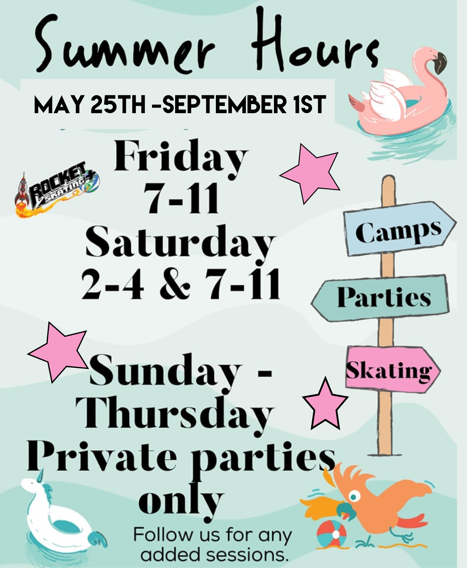 Summer Hours - Rocket Skating Plus LLC