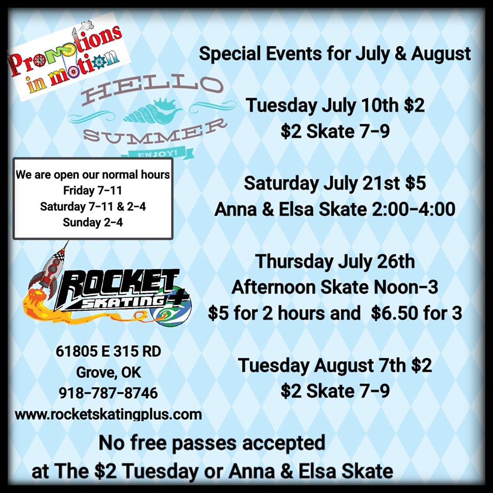 July and August Events - Rocket Skating Plus LLC