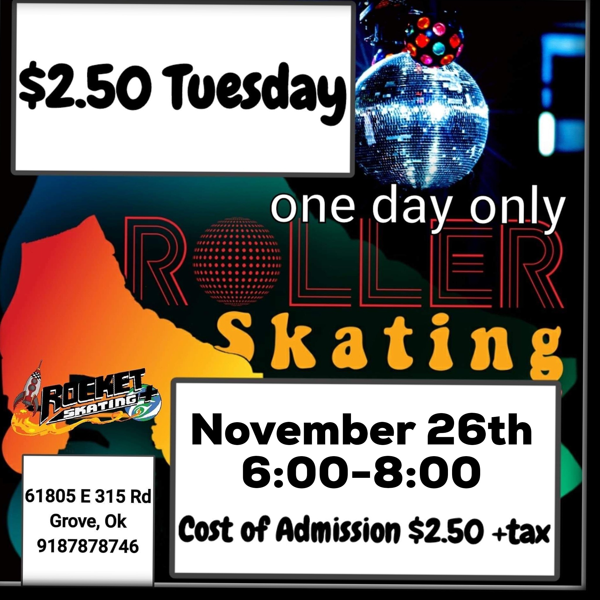 $2.50 Skate 11/26 6-8 - Rocket Skating Plus LLC